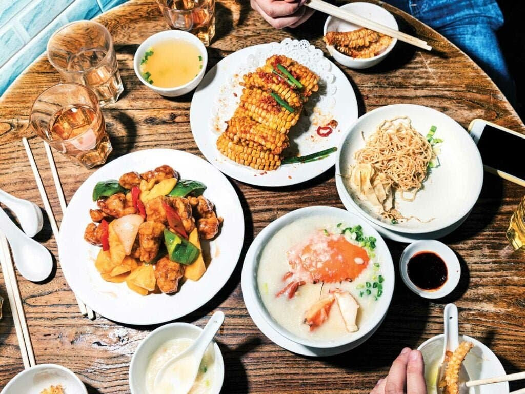 plates of savory and sweet foods