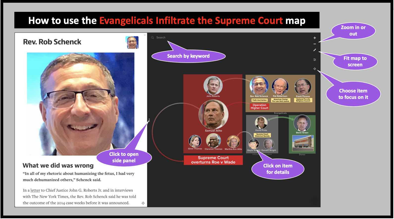 How to use this Power Map showing how Evangelicals infiltrated the Supreme Court.