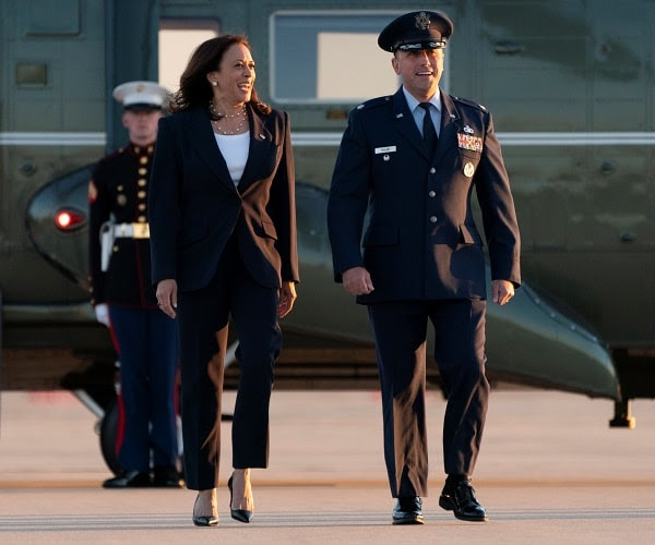 Vice President Kamala Harris is about to board Air Force Two