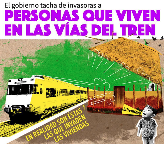 Infografía que dice que el Gobierno Mexicano quiere desplazar a personas para construir el Tren Maya
