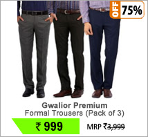 Gwalior Premium Formal Trousers Pack of 3- Grey, Blue, Black