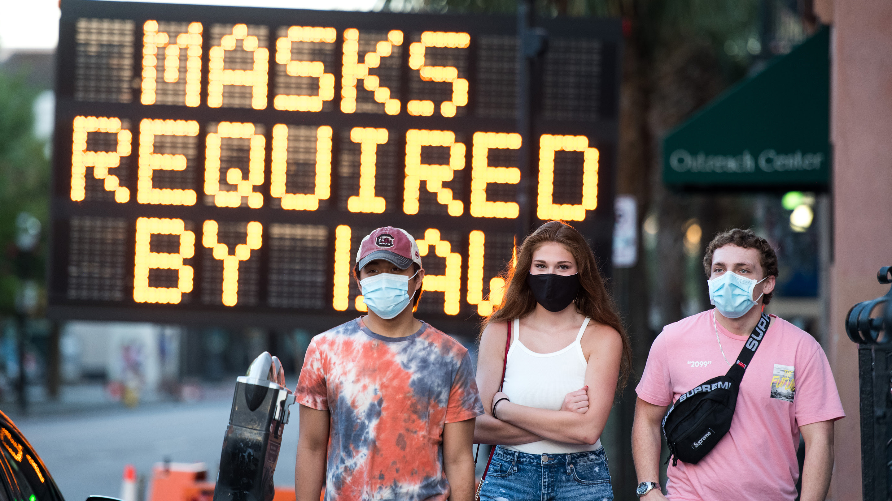 People wearing masks