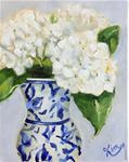 White Hydrangeas in Blue and White Vase I - Posted on Thursday, April 9, 2015 by Kim Peterson