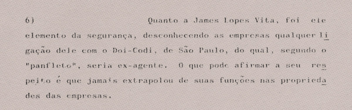 Trecho de relatório da CAAF/Unifesp com Acervo do DOPS sobre as ações da Josapar, grupo dono do Arroz Tio João, durante a ditadura militar brasileira