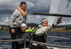Women's J/24 team at Europeans in Sweden