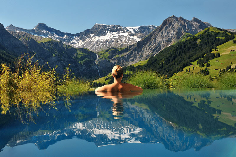 cambrian infinity pool view swiss alps adelboden switzerland