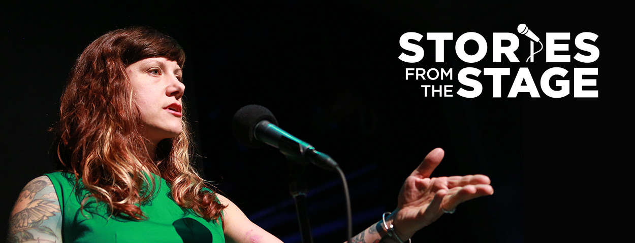 A storyteller onstage. A storyteller onstage.