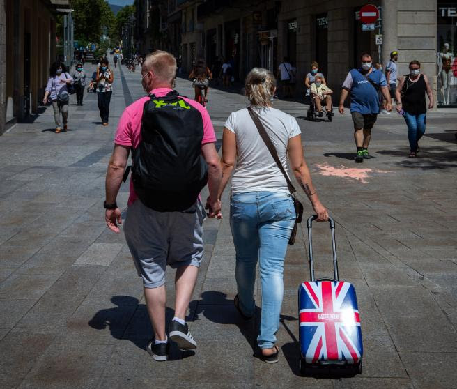 Dos turistas británicos en Barcelona