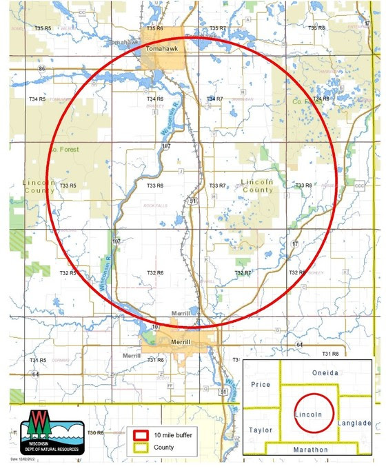map of cwd affected area in Lincoln County