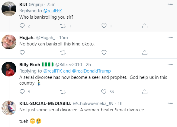 Nigerians react to FFK referring to US president-elect Kamala Harris as