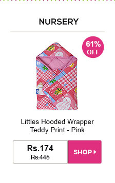 NURSERY - Littles Hooded Wrapper Teddy Print - Pink