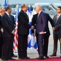 VP Biden was met at Ben Gurion International by Defense Minister Moshe Ya'alon and US Ambassador Dan Shapiro / Tweeter
