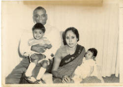 Black and white photo of the Raja family, 1968