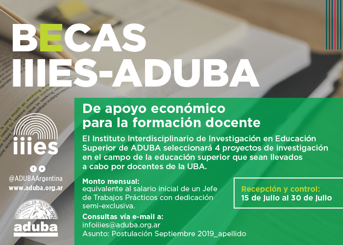 Becas IIIES – ADUBA: Becas de apoyo económico para la formación de docentes de la UBA
