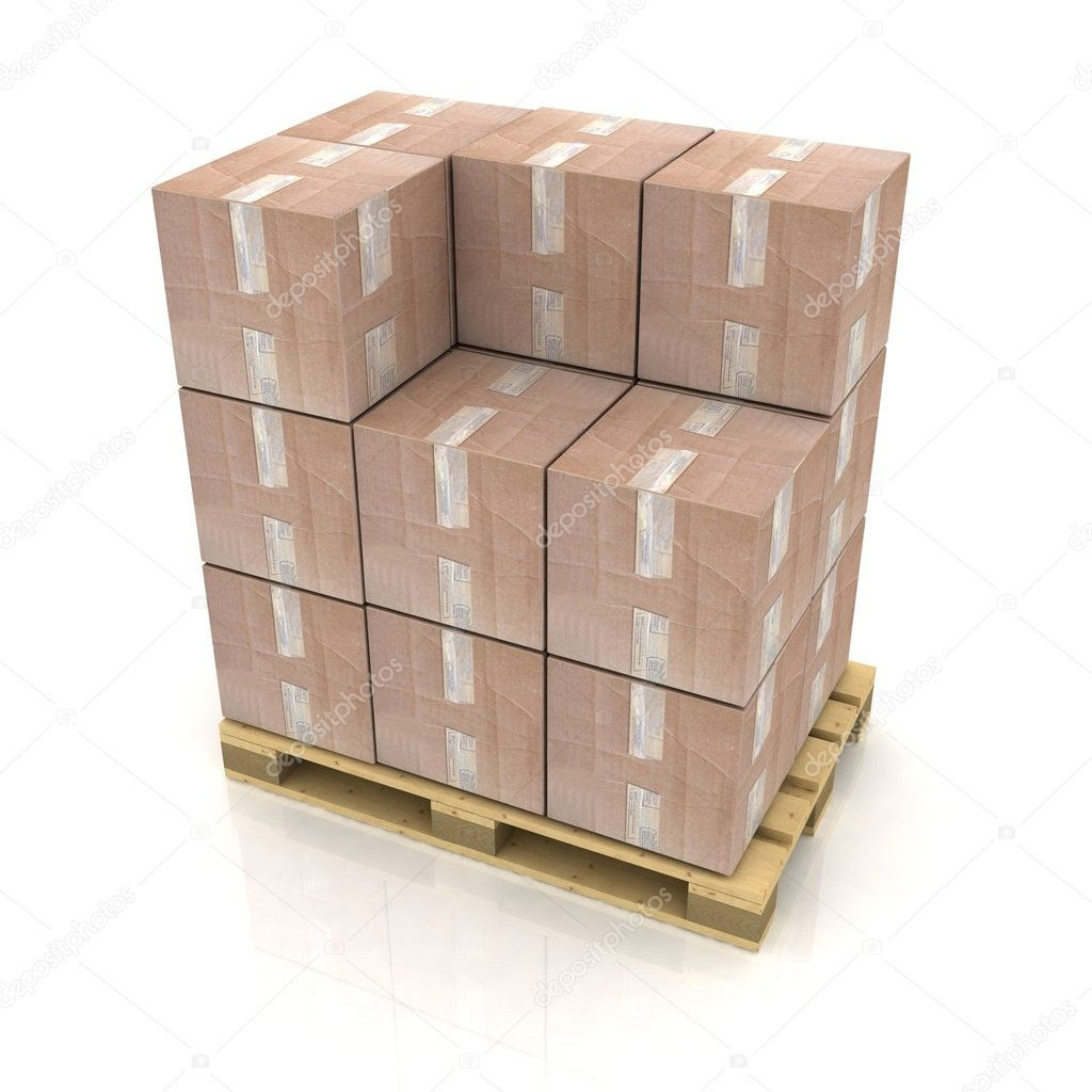 Cardboard boxes on wooden pallet Stock Photo by Â©3DDock 8379034