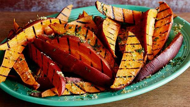 Garlic and Herb Grilled Sweet Potato Fries