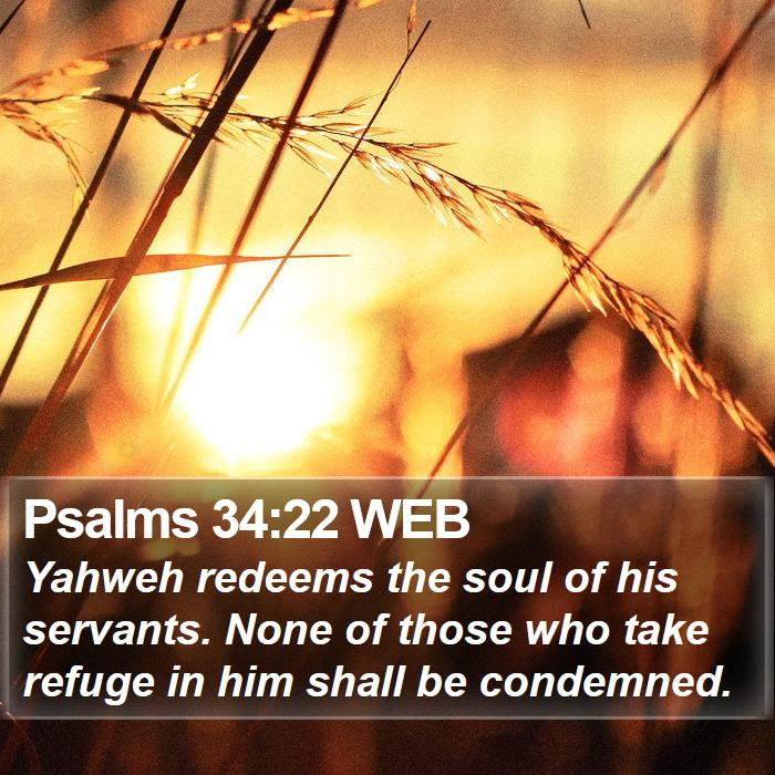 Psalms 34:22 WEB - Yahweh redeems the soul of his servants. None of - Bible Verse Picture