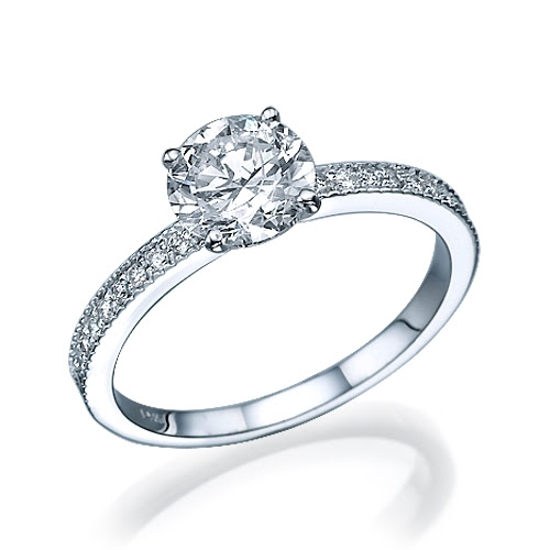 Diamond Sidestone Engagement Ring 18k White Gold