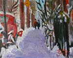 812 Montreal Winter, Jeanne-Mance Street, 8x10, oil - Posted on Sunday, November 23, 2014 by Darlene Young