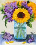 Sunflowers in Blue Mason Jar - Posted on Friday, January 23, 2015 by kim Peterson