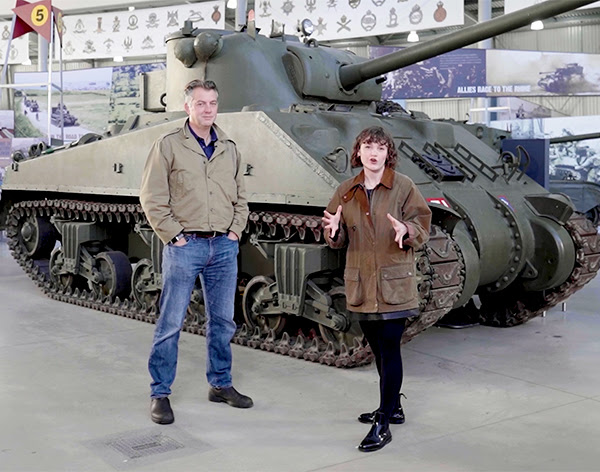 James Holland and Emily, our Family Learning Producer, with a Sherman tank
