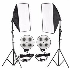 4-Socket E27 Lamp Holder Softbox Studio Lighting Kit