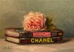 Book Collection: Chanel,  Oil on 5"x7" Linen Panel Click here to bid on available paintings. - Posted on Saturday, January 31, 2015 by Carolina Elizabeth