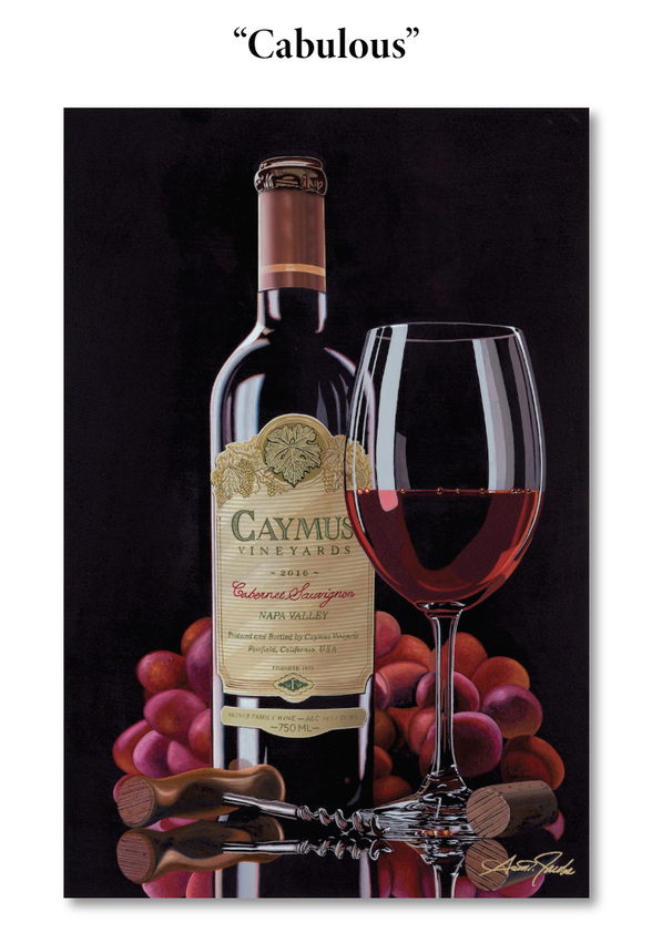 caymus red wine painting by scott jacobs