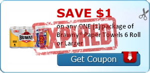 SAVE $1.00 on any ONE (1) package of Brawny® Paper Towels 6 Roll or Larger