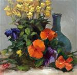 Pansies & blue vase - Posted on Saturday, March 7, 2015 by Krista Eaton