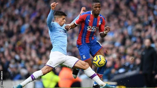 Joao Cancelo in action for Manchester City against Crystal Palace in the Premier League