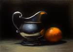"Silver Pitcher with Clementine" - Posted on Tuesday, December 16, 2014 by Mary Ashley