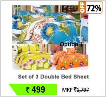 Set of 3 Double Bed Sheet with 6 Pillow Covers