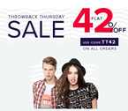 Throwback Thursday Sale : Flat 42% off on all orders 
