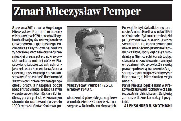 zmarl Mieczyslaw Pemper
