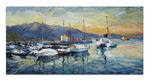 Sailboats oil painting, harbor seascape painting, impressionist art - Posted on Thursday, February 26, 2015 by Lia Aminov