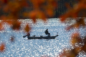 fishing at ionia state park in fall