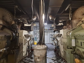 Photo of fire damage in Wenatchee engine room