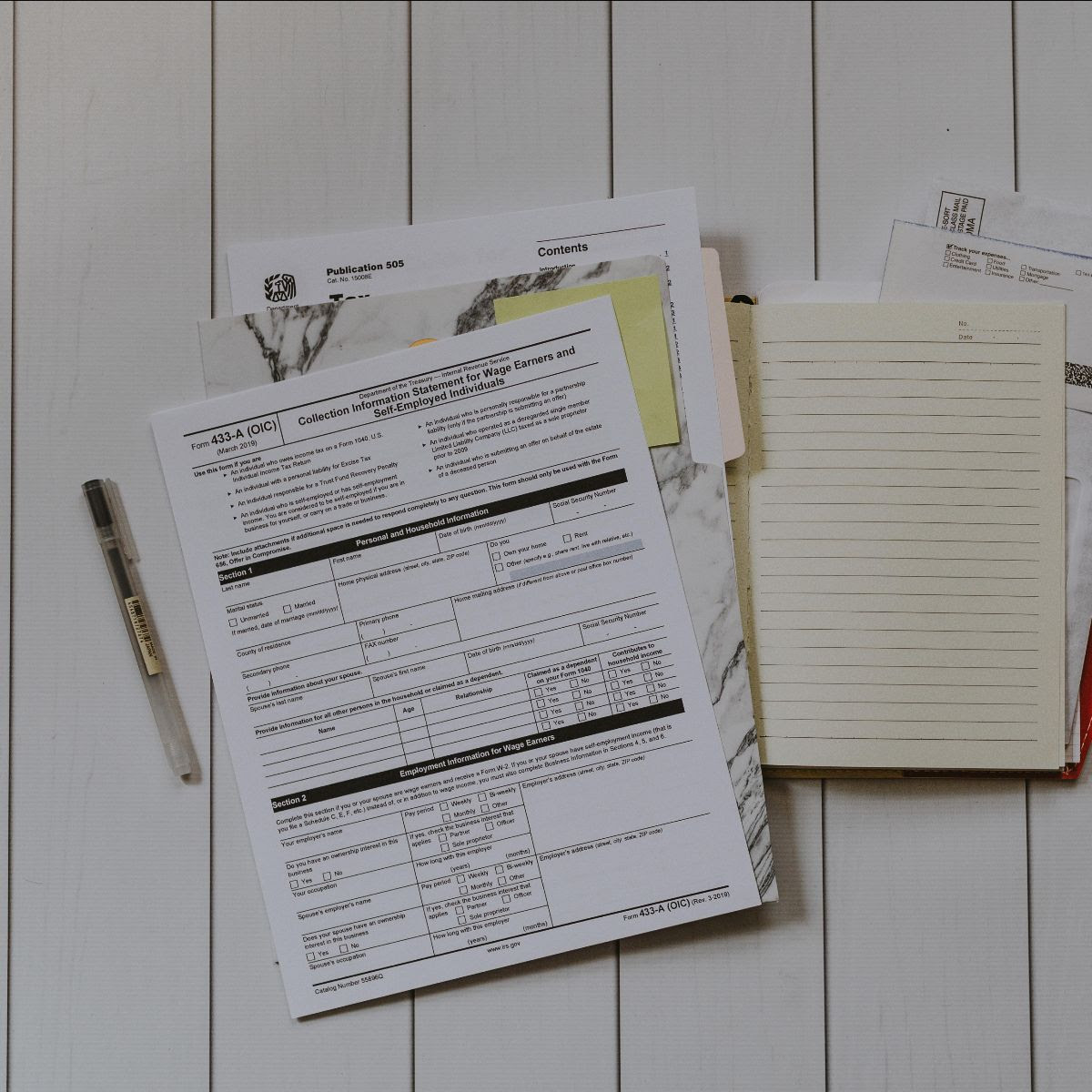 Image of tax paperwork. 