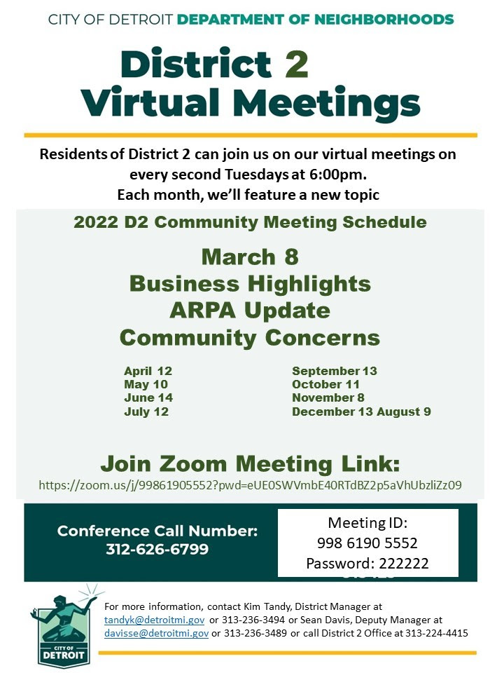D2 Virtual Community Meeting, Tuesday, March 8, 2022