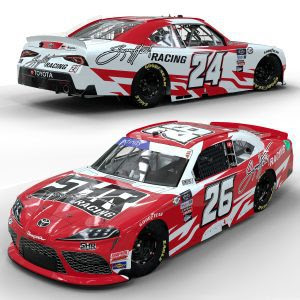 3D render of the Nos. 24 and 26 Toyota GR Supras for Sam Hunt Racing