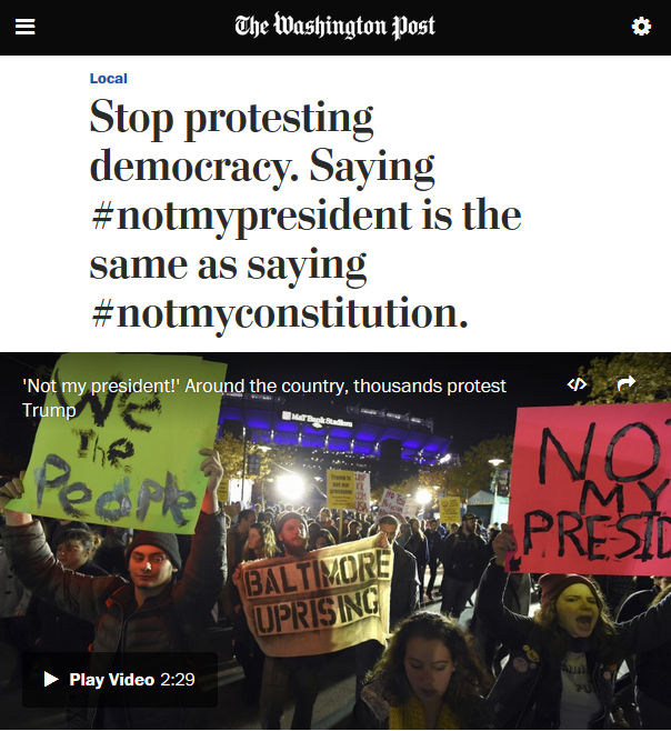 Washington Post: Stop Protesting Democracy