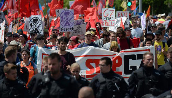 Protestas en Alemania contra cumbre del G7. Foto: DPA