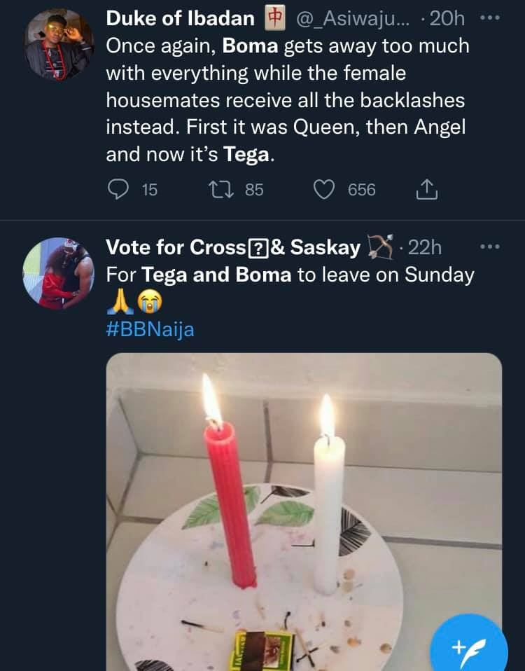 #BBNaija: Nigerians react to videos of Tega and Boma making out