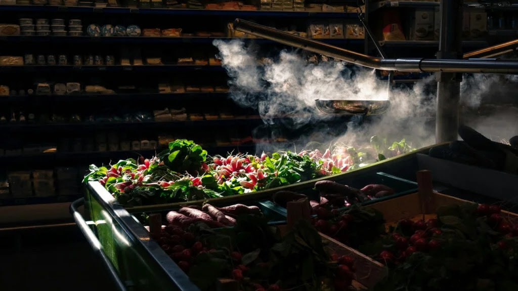 A supermarket stand consisting of vegetables to eat with AS.