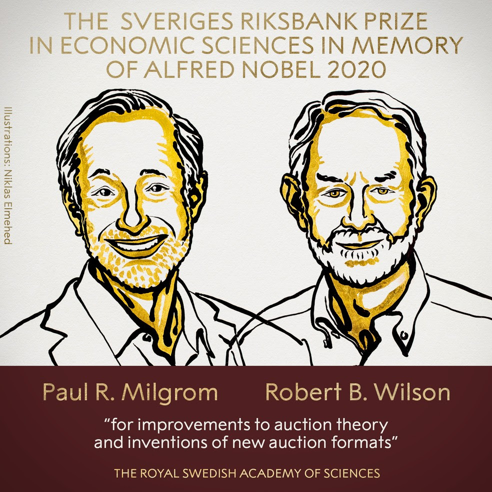 Paul R. Milgrom e Robert B. Wilson ganham o Nobel de Economia de 2020 — Foto: Reprodução/Twitter/Nobel