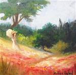 Lady in a Poppy Field gallery wrap canvas  miniature oil painting - Posted on Saturday, January 17, 2015 by Barbara Haviland