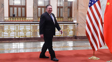 El secretario de Estado de EE.UU., Mike Pompeo, en el Gran Salón del Pueblo en Pekín, China, el 14 de junio de 2018.