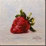 Strawberry, Oil on canvas 6x6 - Posted on Friday, January 2, 2015 by Nina R. Aide