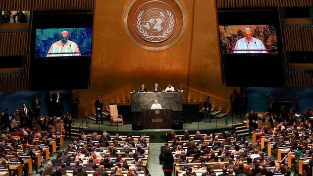 El papa Francisco, en la Asamblea General de la ONU